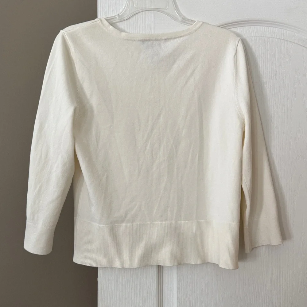 White House Cute Black Market Ivory Button-Front Sweater - Picture 6 of 8